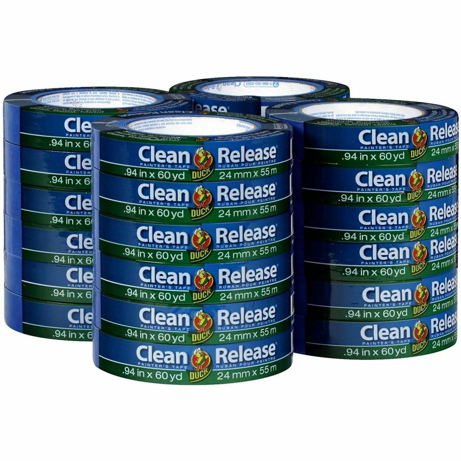 Duck Clean Release Blue Painter's Tape - 60 yd Length x 0.94" Width x 5.3 mil Thickness - 3" Core - Blue - Crepe Paper - UV Resistant - For Paint, Glass, Wood, Metal, Indoor, Outdoor - 24 / Pack