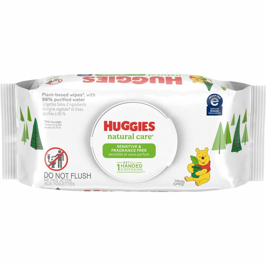 Huggies Natural Care Sensitive Baby Wipes - 6.60" Width x 7.70" Length - White - 56 Wipes/Soft Pack - 1 Each
