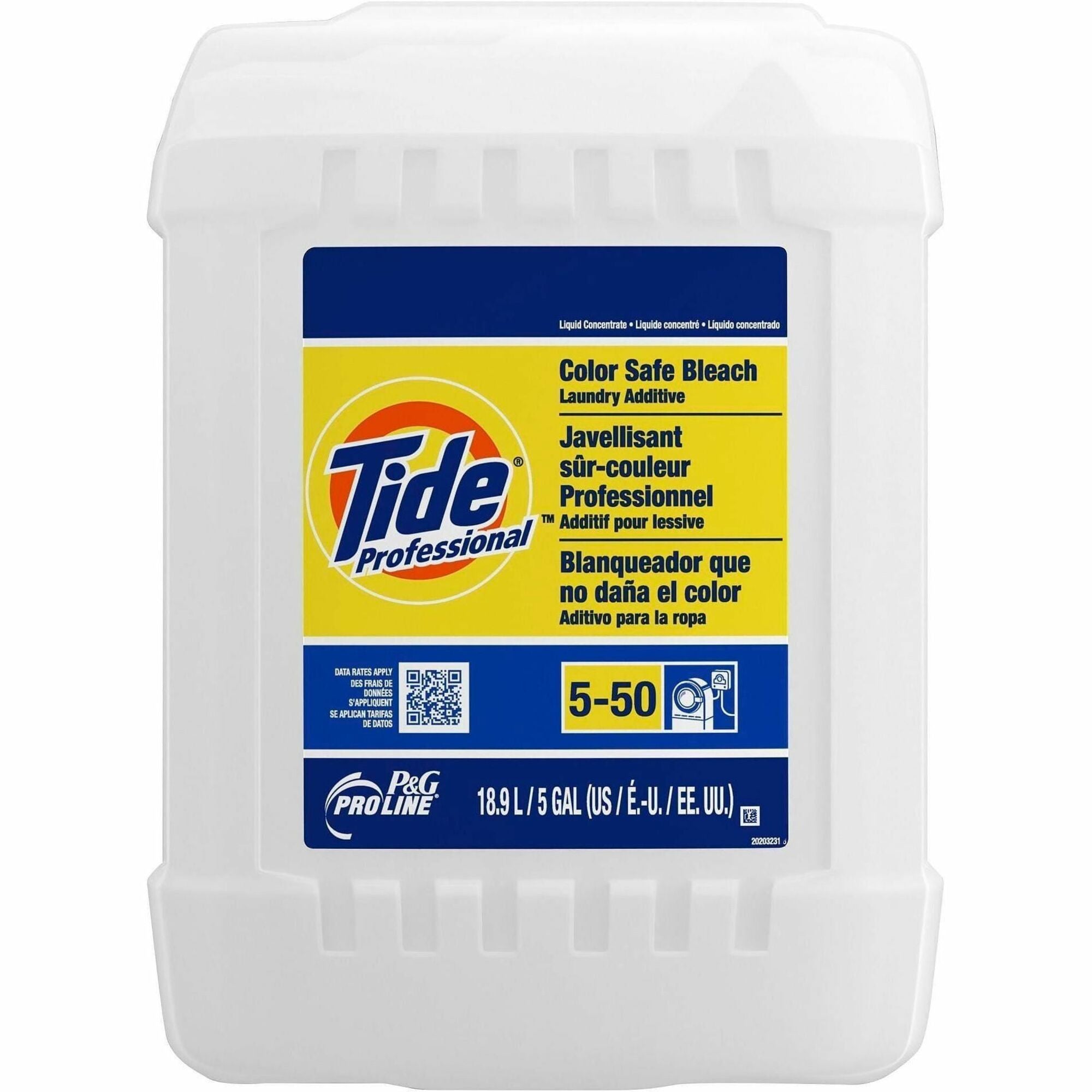 Tide Pro Line Professional Color Safe Bleach Laundry Additive - For Laundry, Garment, Linen - Concentrate - Liquid - 640 fl oz (20 quart) - Color Safe, pH Neutral, Soft, Chlorine-free - 1 Pack