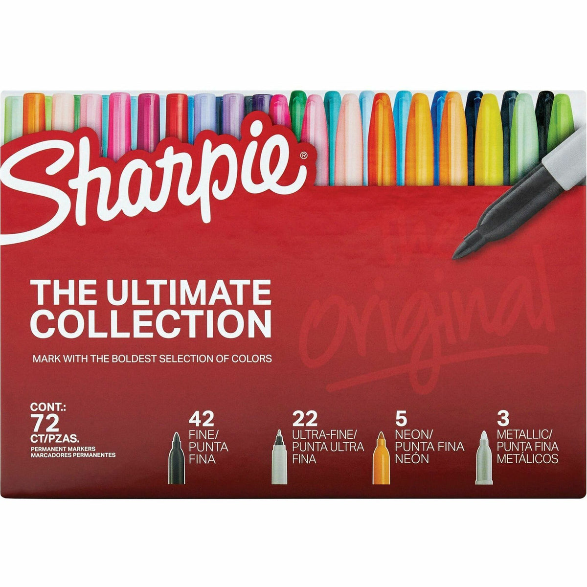 Sharpie Ultimate Permanent Marker - Fine Marker Point - Assorted Ink - 72 / Box