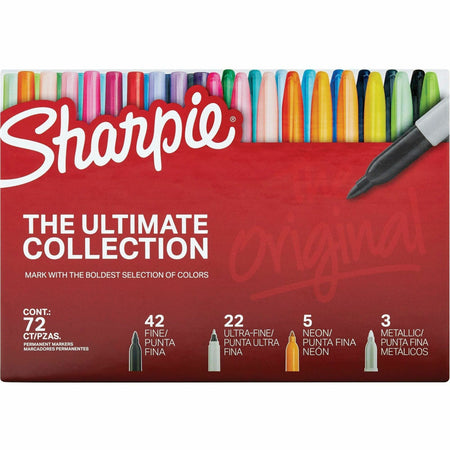 Sharpie Ultimate Permanent Marker - Fine Marker Point - Assorted Ink - 72 / Box