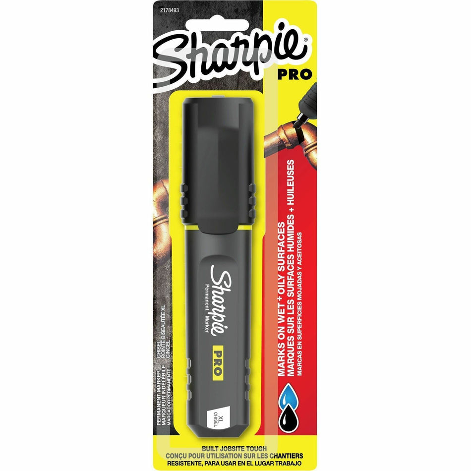 Sharpie PRO Permanent Markers - Broad Chisel, Medium, Fine Marker Point - Black Ink - 1 / Pack