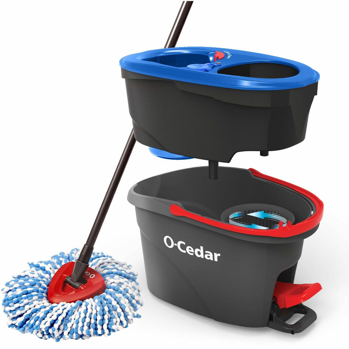 O-Cedar EasyWring RinseClean Spin Mop - MicroFiber Head - Washable, Reusable, Machine Washable, Refillable, Telescopic Handle - Multi - 1 Each
