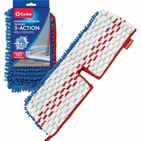 O-Cedar Hardwood Floor 'N More 3-Action Mop Refill - MicroFiber - Multi - 1 Each