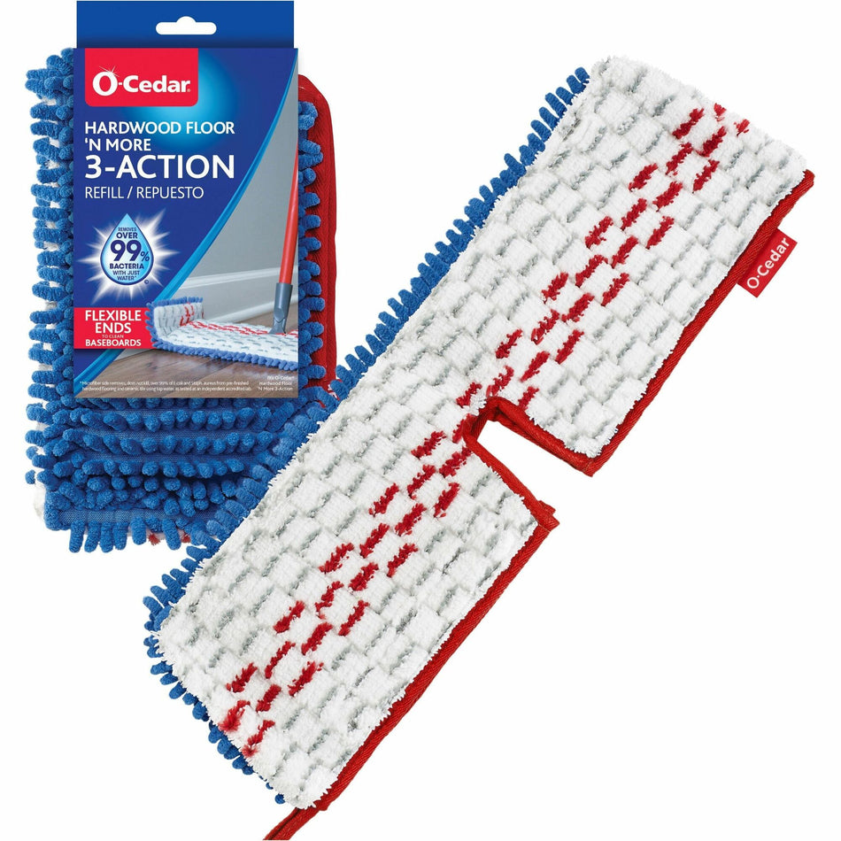 O-Cedar Hardwood Floor 'N More 3-Action Mop Refill - MicroFiber - Multi - 1 Each