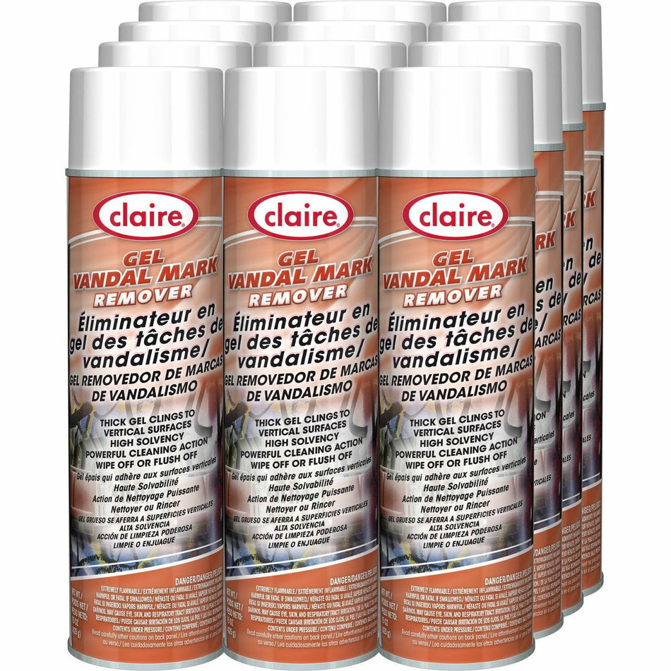 Claire Gel Vandal Mark Remover - 15 oz (0.94 lb) - Easy to Use - Knockout Orange - 12 / Carton