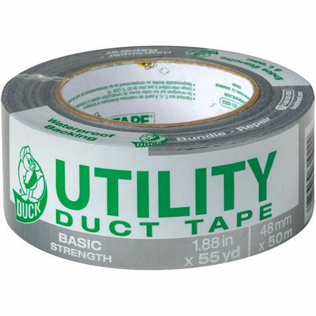 Duck Brand Utility Duct Tape - 55 yd Length x 1.88" Width - Silver - Rubber Adhesive - For Sealing, Holding, Bundling, Home, Office, Construction, DIY, Repair - 1 Roll