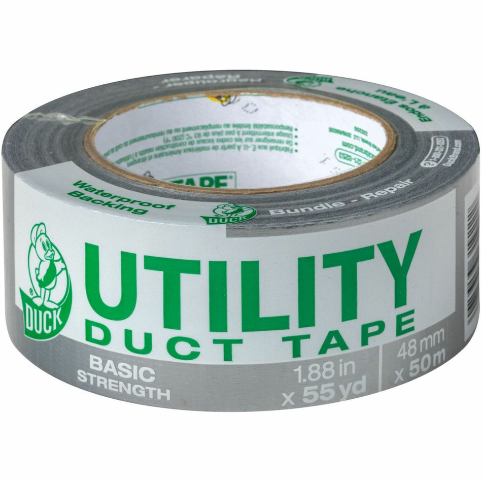 Duck Brand Utility Duct Tape - 55 yd Length x 1.88" Width - Silver - Rubber Adhesive - For Sealing, Holding, Bundling, Home, Office, Construction, DIY, Repair - 1 Roll