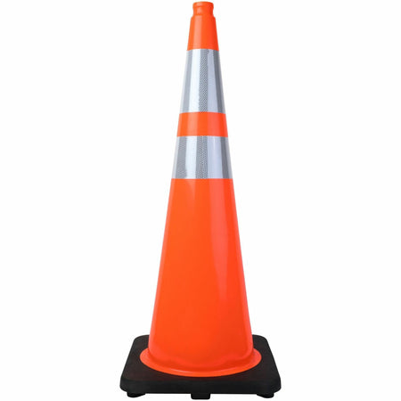 Tatco Slimline Traffic Cones - 36" Height - Reflective, Flexible - Polyvinyl Chloride (PVC) - Orange - 1 Each