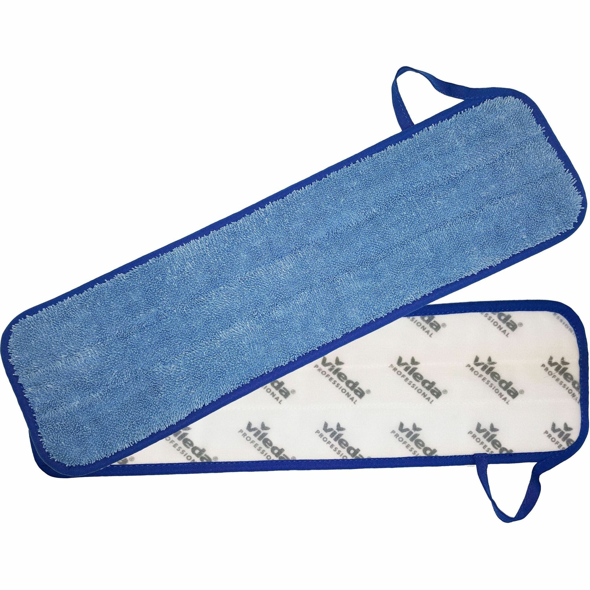 Vileda Professional Hook-and-Loop Wet Mop Pad - 6" Width x 21" Length - Polyester - Blue - 1 Each
