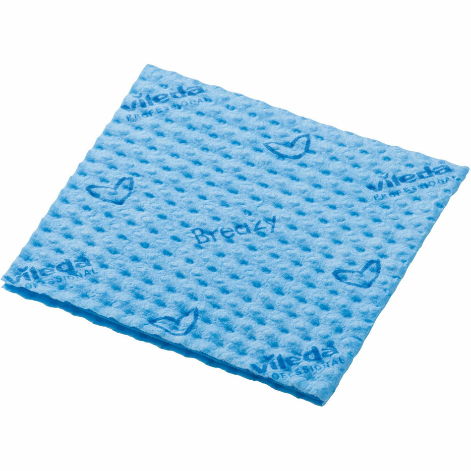 Vileda Professional Breazy Microfiber Cloths - 13.78" Length x 13.78" Width - Washable, Hygienic - Blue - 25 / Pack