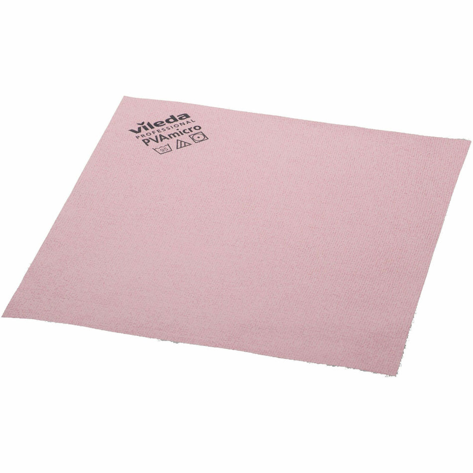 Vileda Professional PVAmicro Cleaning Cloths - 15" Length x 14" Width - Streak-free, Absorbent, Flexible, Soft - Red - 5 / Pack