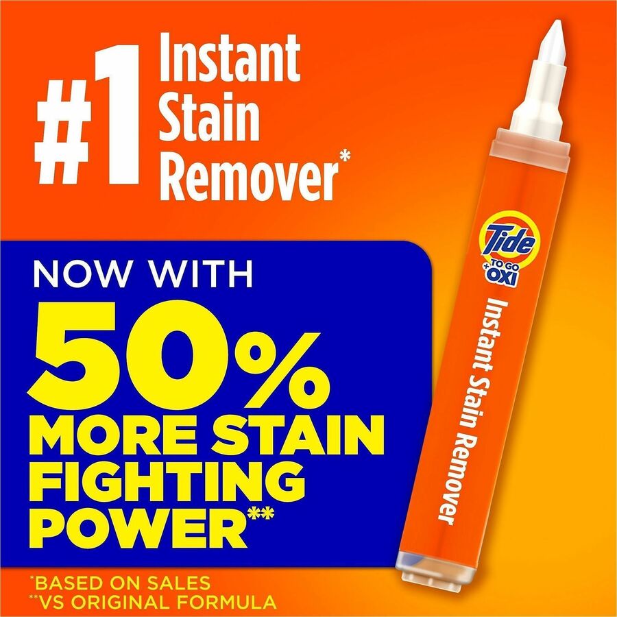 Tide To Go Stain Remover Pen - 0.34 oz (0.02 lb) - Phosphate-free, Machine Washable, Bleach-free - Orange - 1 Each