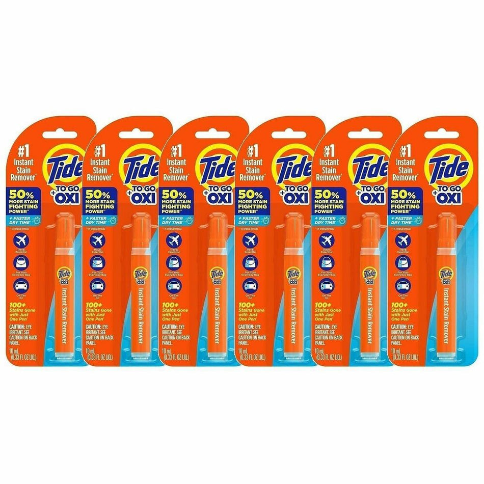 Tide To Go Stain Remover Pen - 0.34 oz (0.02 lb) - Phosphate-free, Machine Washable, Bleach-free - Orange - 6 / Carton