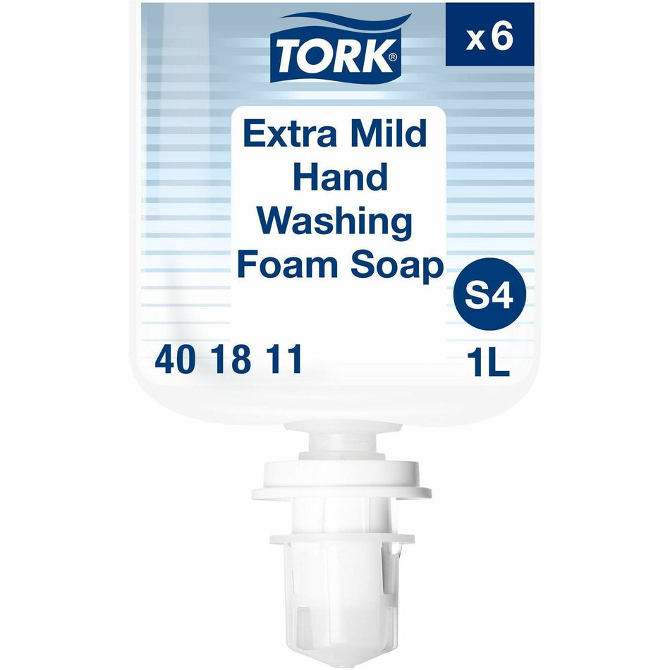 TORK Extra Mild Hand Washing Foam Soap - 1.06 quart - Hand, Skin - Moisturizing - Clear - Fragrance-free, Dye-free, Color-free, Hygienic, Paraben-free, Phthalate-free, Refillable - 6 / Carton