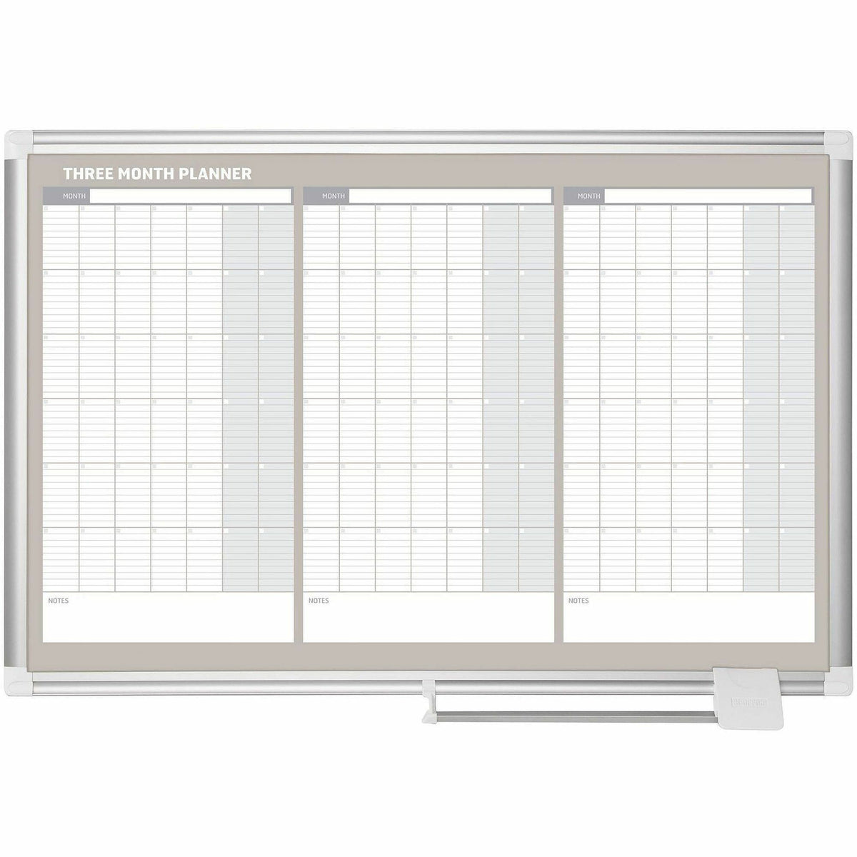 MasterVision 3-Month Calendar Board: 36’’x24’’ White Lacquered Steel Surface - Boards