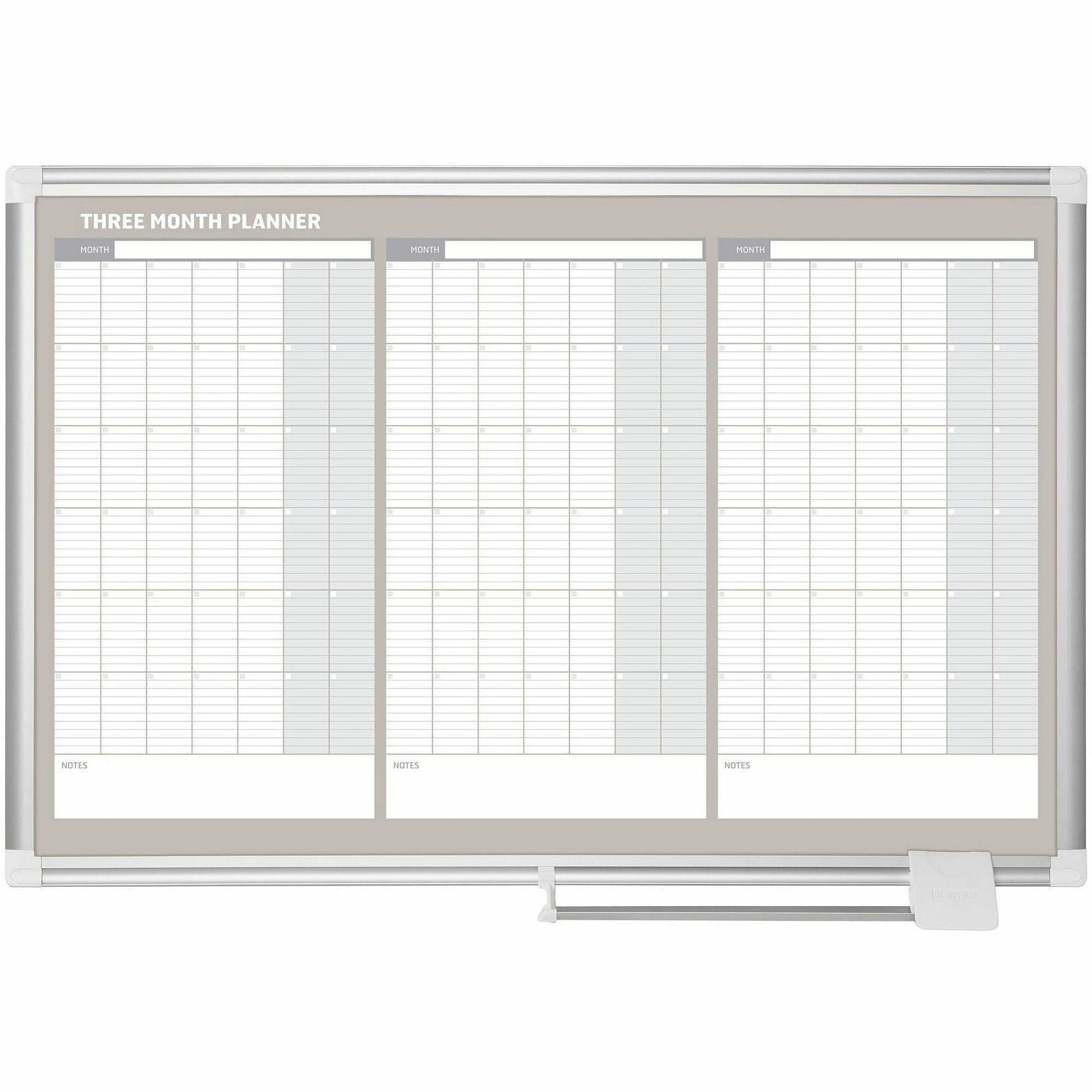MasterVision 3-Month Calendar Board: 36’’x24’’ White Lacquered Steel Surface - Boards