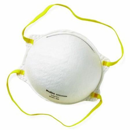 Medline Cone-Style N95 Surgical Respirator Masks - Recommended for: Surgical - Regular - Airborne Particle, Flying Particle Protection - Polyester, Metal - White - Fluid Resistant, Disposable, Latex-free - 20 / Box