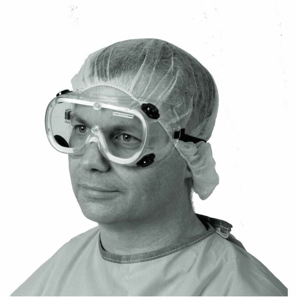 Medline Standard Fluid-Protection Lab Goggles - Recommended for: Eye, Laboratory - Large - Fluid Protection - Elastic - Clear - Vented, Impact Resistant, Latex-free - 36 / Carton