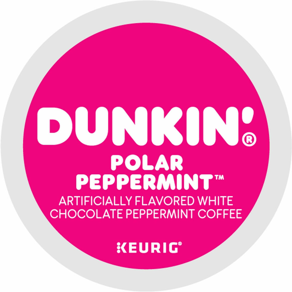 Dunkin'® K-Cup Polar Peppermint Coffee - Compatible with Keurig K-Cup Brewer - Medium - 0.4 oz Per Cup - 22 K-Cup - K-Cup - White Chocolate Peppermint, Arabica - Kosher - 22 / Box