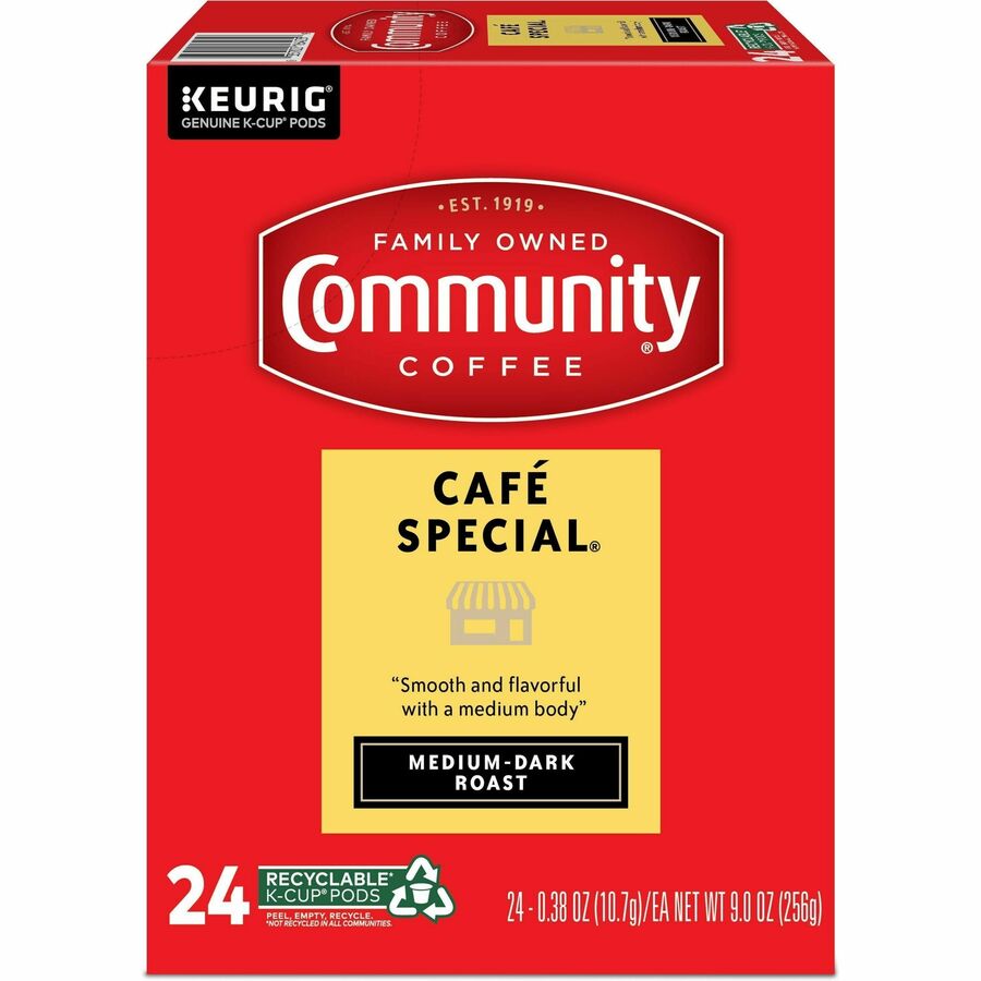 Community Coffee K-Cup Cafe Special Coffee - Compatible with Keurig 2 Brewer, Keurig Brewer, Keurig K-Cup Brewer - American - Medium/Dark - K-Cup - South American, Central American, Arabica, Caramel, Cocoa - 24 / Box