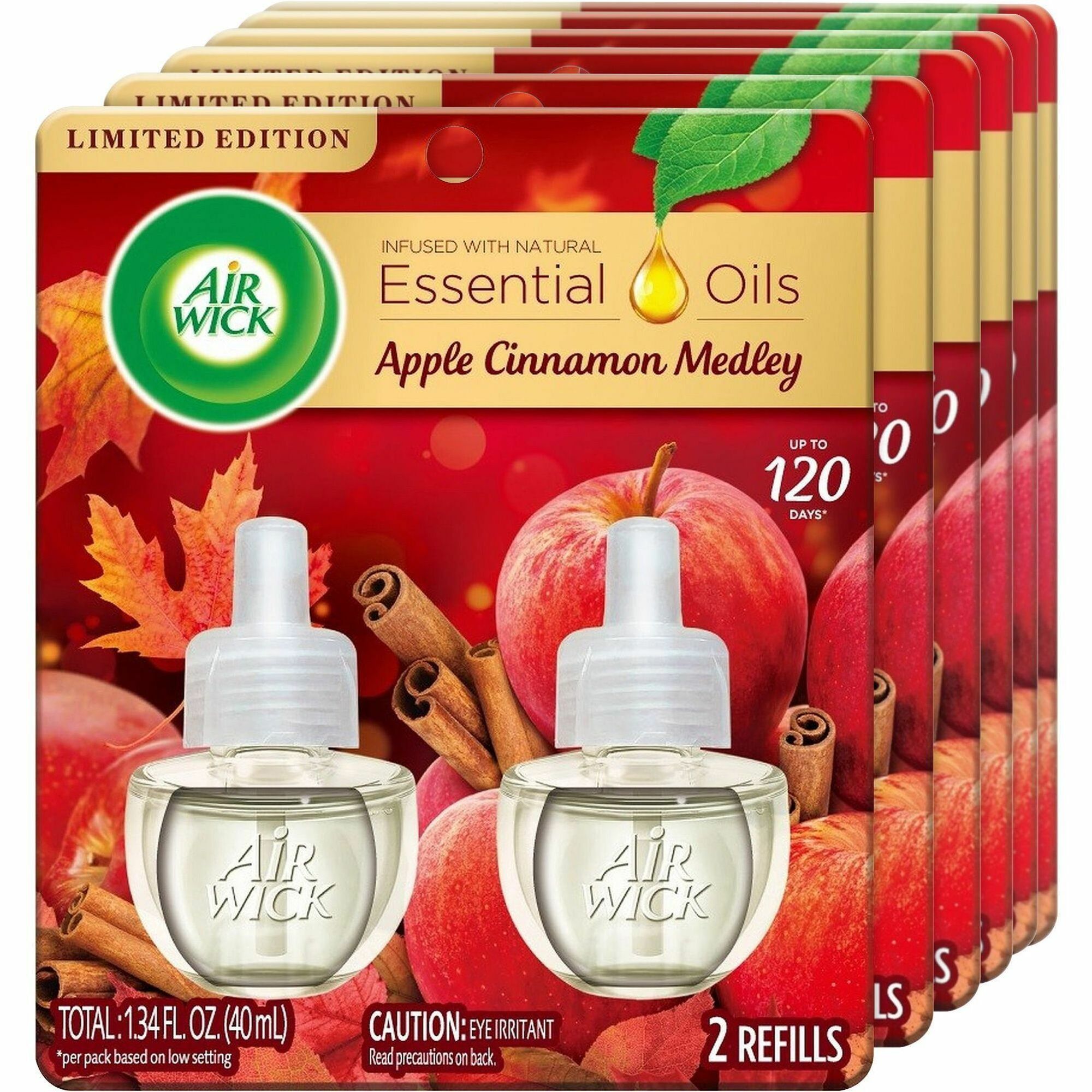 Air Wick Apple Scented Oil - Oil - 0.6 fl oz (0 quart) - Apple Cinnamon Medley - 60 Day - Long Lasting - 2/Pack - 6 / Carton