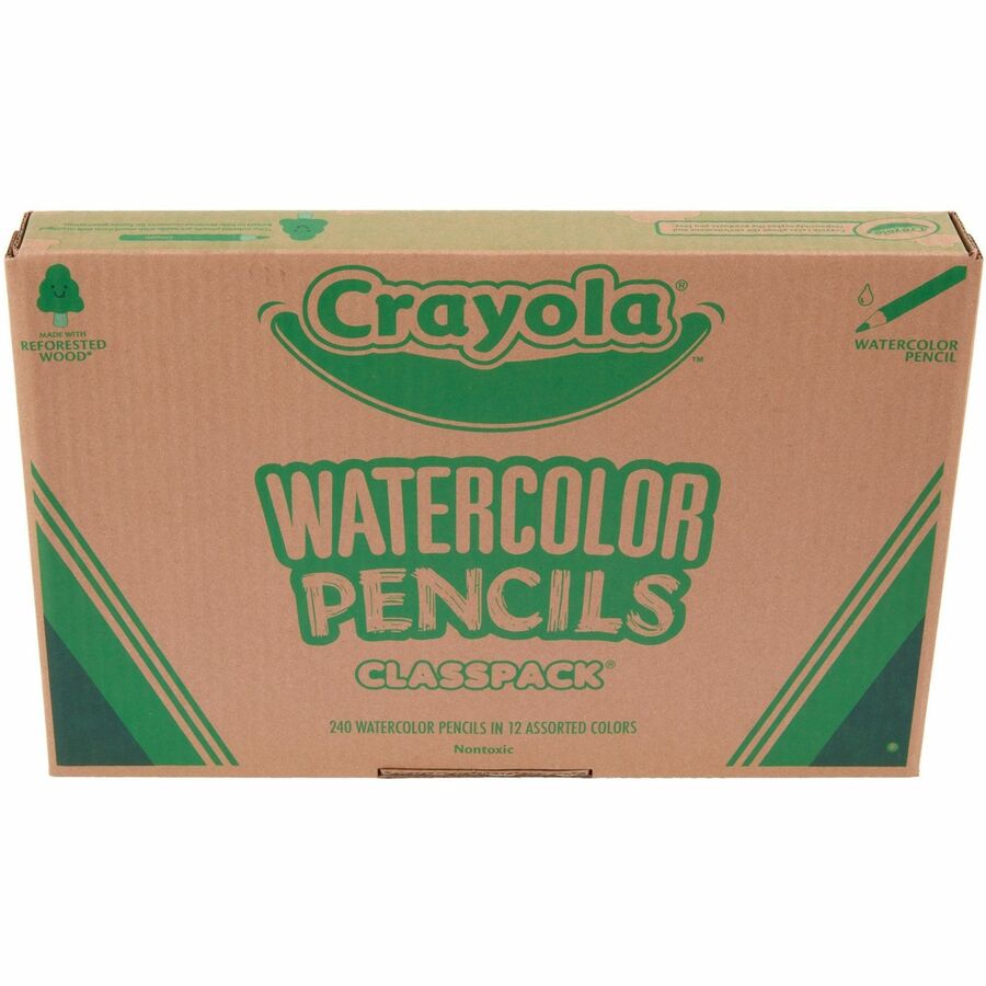 Crayola Watercolor Pencils Classpack, 240 Count, 12 Colors - Sky Blue, Red, Blue, Magenta, Orange, Violet, Brown, Yellow, Green, Yellow Green, White, ... Lead - 240 / Box