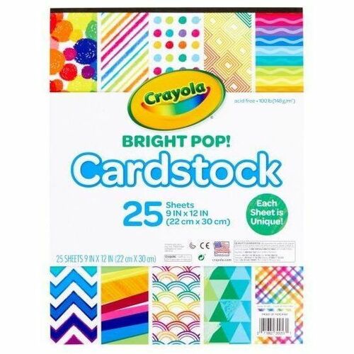 Crayola Pastel Cardstock - Greeting Card, Gift, Cardmaking, Decoration - 25 Piece(s) - Patterns - Pastel - 25 / Pack