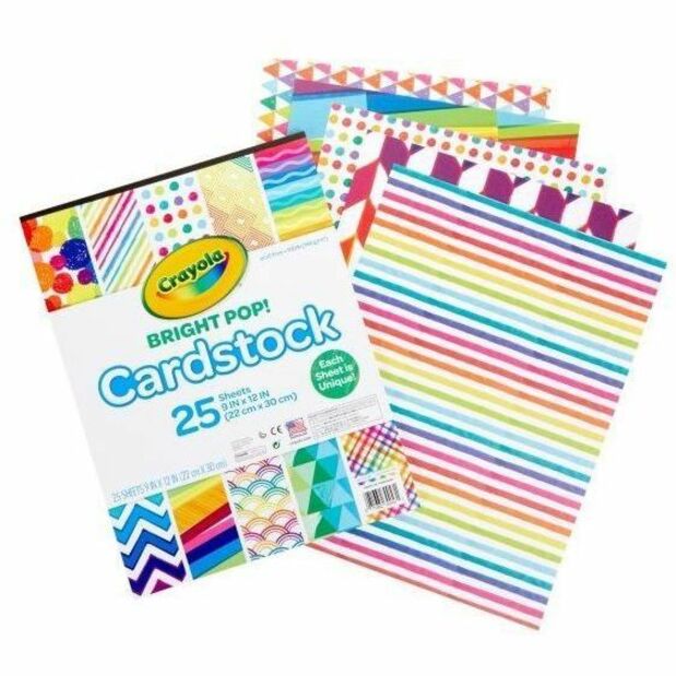Crayola Pastel Cardstock - Greeting Card, Gift, Cardmaking, Decoration - 25 Piece(s) - Patterns - Pastel - 25 / Pack