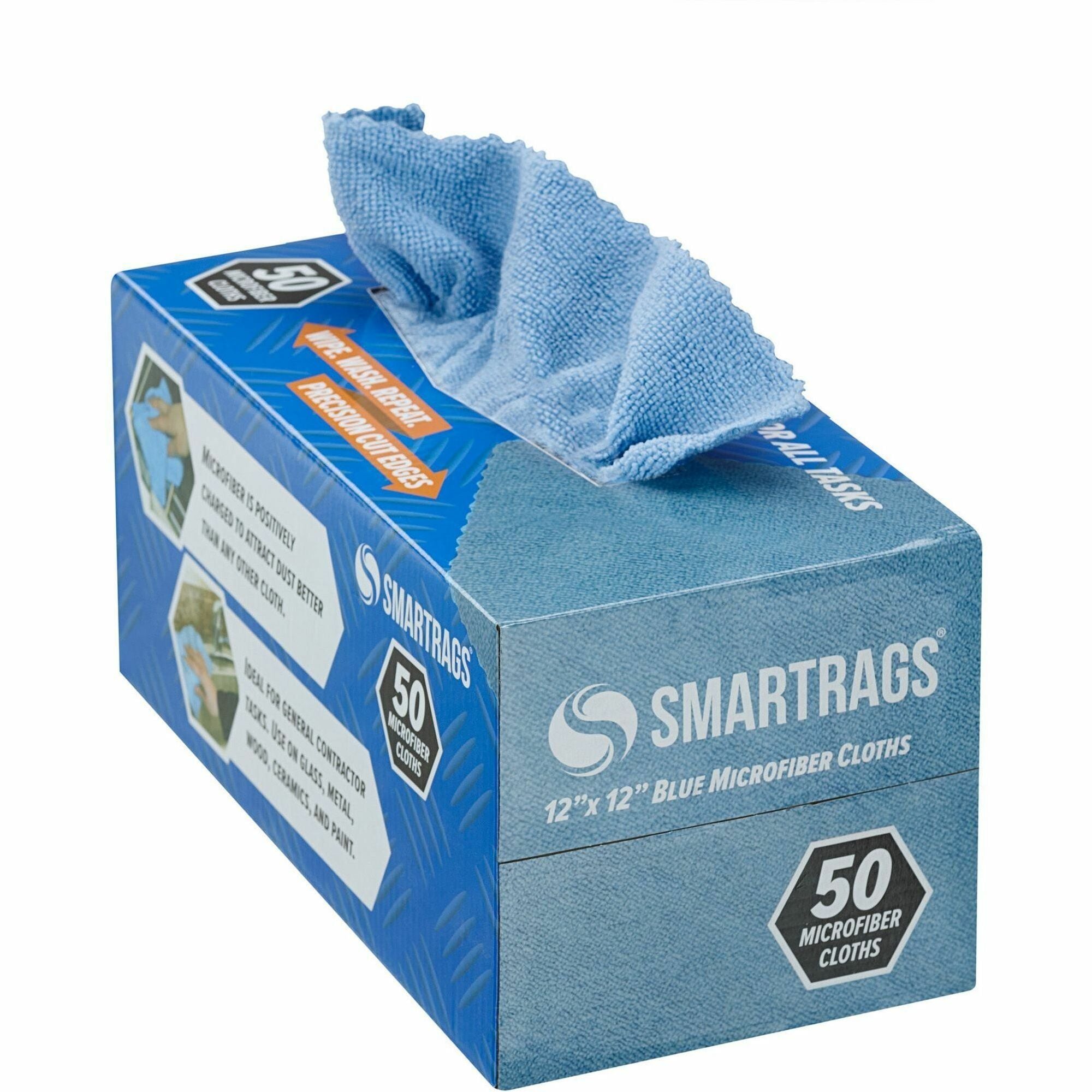 Monarch Smart Rags Microfiber Cloths - For Automotive, Office, Healthcare, Household, Garage, Breakroom, Hospital, Industry - Reusable, Streak-free, Lint-free, Dirt Resistant, Grime Resistant - Blue - 50 / Box