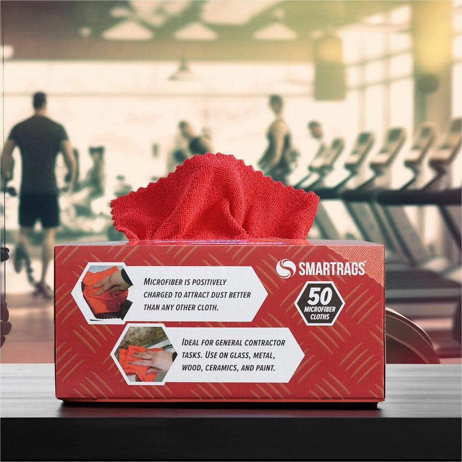 Monarch Smart Rags Microfiber Cloths, 12" x 12", 50 / Box, Red