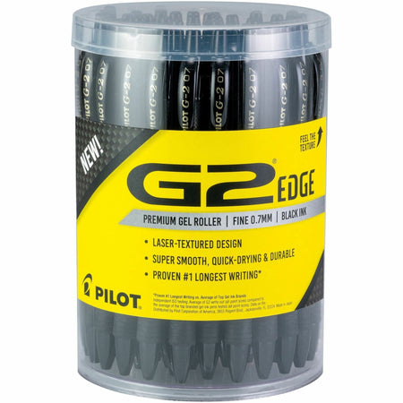 G2 Edge Gel Pen - 0.7 mm Fine Pen Point - Refillable - Black Ink - Gel-based - Tungsten Carbide Tip - 36 / Pack