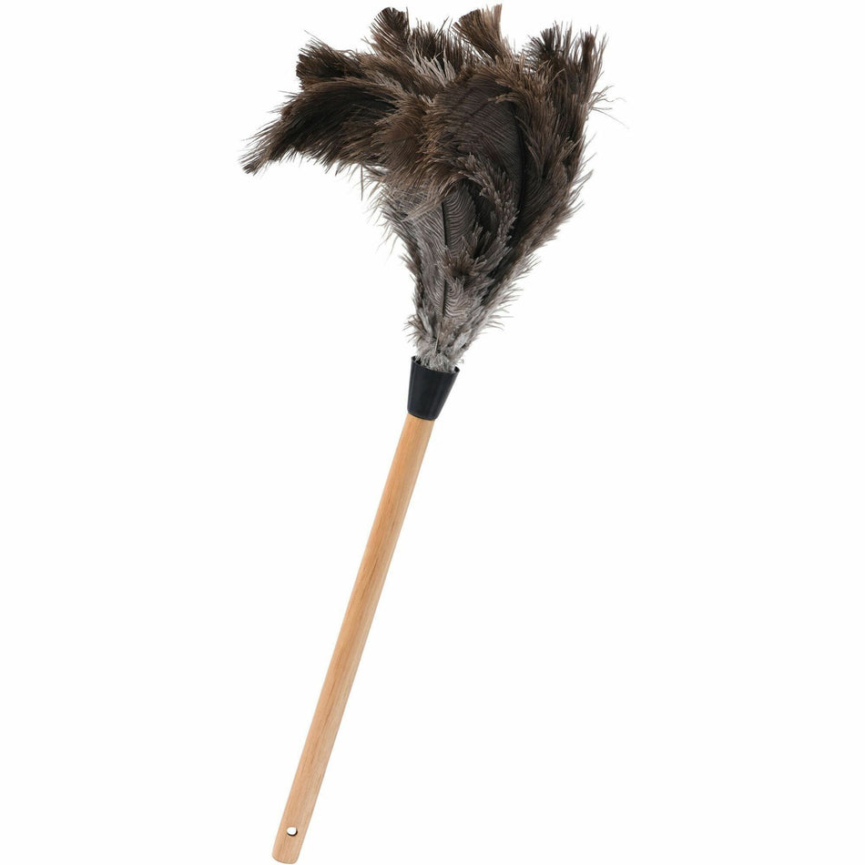 Tatco Feather Duster - 12" Handle Length - 23" Overall Length - Wood Handle - Brown - 1 Each