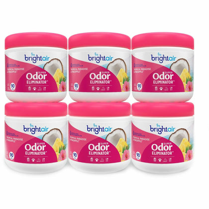 Bright Air Super Odor Eliminator Air Freshener - 14 fl oz (0.4 quart) - Tropical Paradise & Pineapple - 90 Day - Cruelty-free, Phthalate-free, Triclosan-free, BHT Free - 6 / Carton