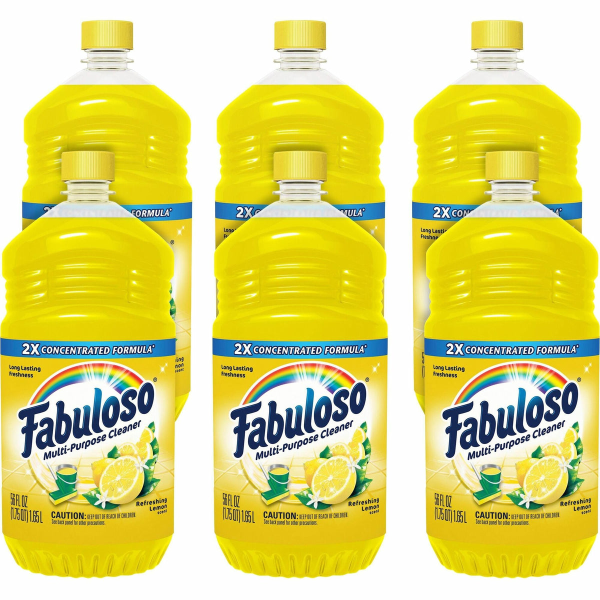 Fabuloso Multi-Purpose Cleaner - For Multipurpose, Multi Surface - Concentrate - 56 fl oz (1.8 quart) - Refreshing Lemon Scent - Rinse-free, Residue-free, Long Lasting, Pleasant Scent - Yellow - 6 / Carton