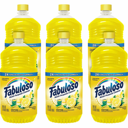 Fabuloso Multi-Purpose Cleaner - For Multipurpose, Multi Surface - Concentrate - 56 fl oz (1.8 quart) - Refreshing Lemon Scent - Rinse-free, Residue-free, Long Lasting, Pleasant Scent - Yellow - 6 / Carton