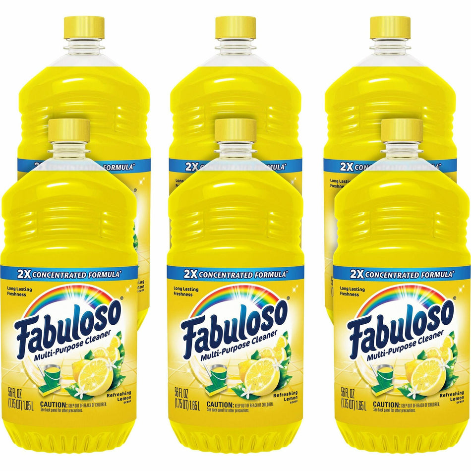 Fabuloso Multi-Purpose Cleaner - For Multipurpose, Multi Surface - Concentrate - 56 fl oz (1.8 quart) - Refreshing Lemon Scent - Rinse-free, Residue-free, Long Lasting, Pleasant Scent - Yellow - 6 / Carton