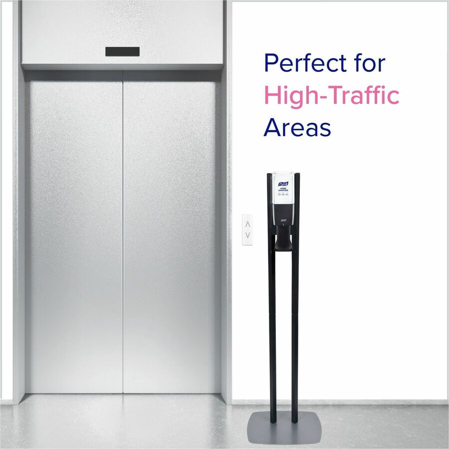 PURELL® ES10 Floor Stand with Automatic Dispenser - Floor, Freestanding - Graphite - For High Traffic Area, Sanitizing Dispenser, Waiting Room, Hallway - Low-profile Base, Lightweight, Sturdy