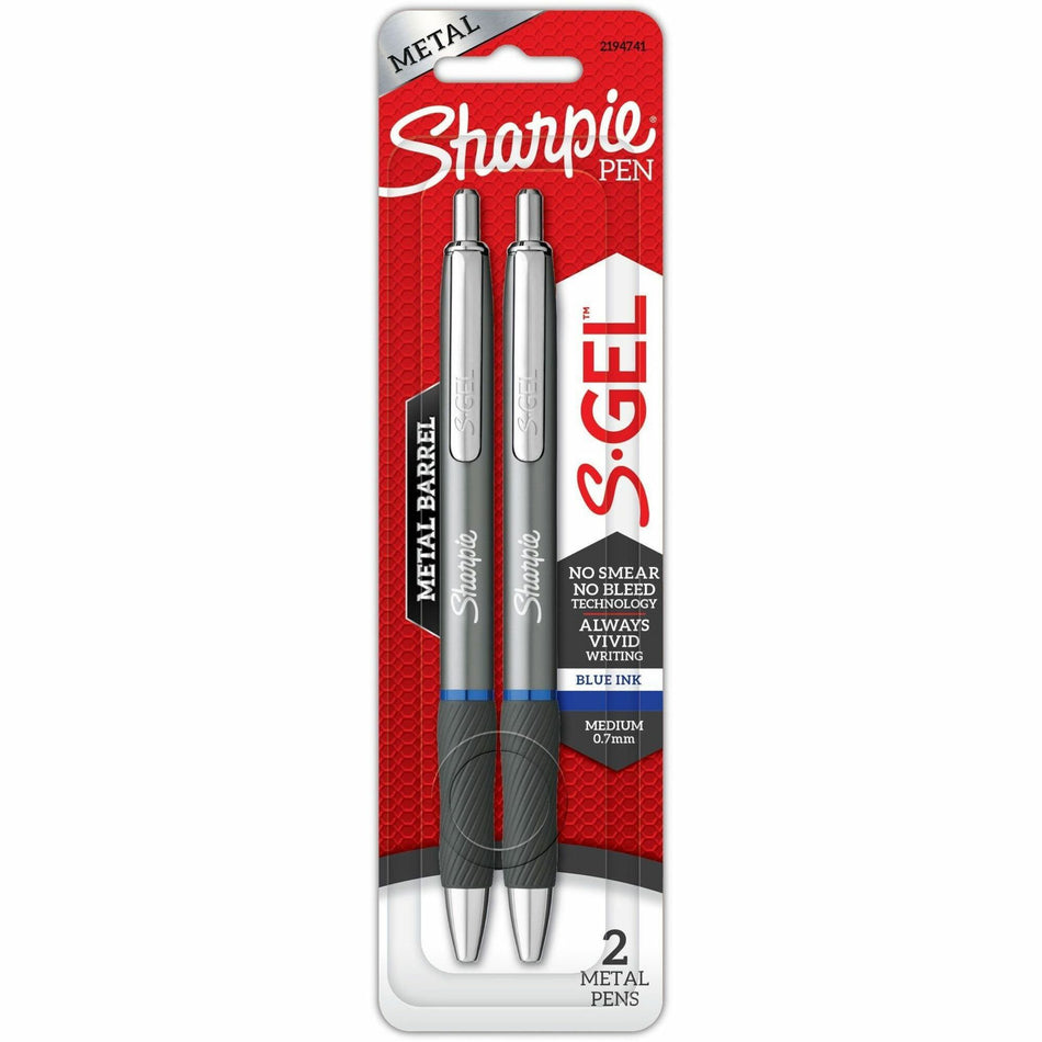 Sharpie S-Gel Pens - 0.7 mm Bold Pen Point - Black Ink - Gunmetal Barrel - 2 / Pack