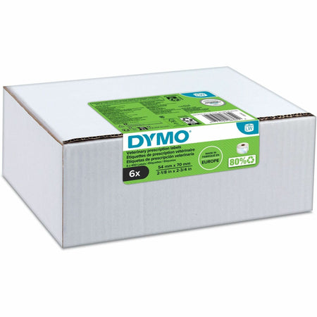 Dymo LabelWriter Veterinary Labels - x 2 3/4" Width x 2 1/8" Length - Roll - Direct Thermal - White - Pre-printed, Jam-free - 400 / Roll - 6 / Box