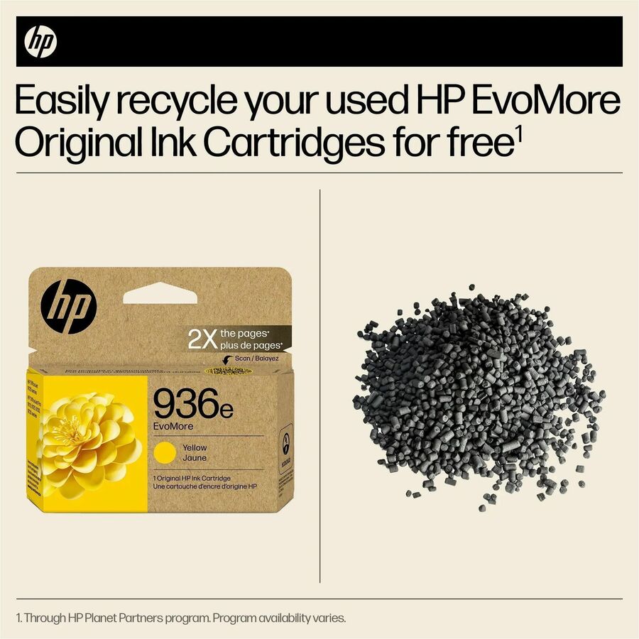 HP EvoMore 936e Original High Yield Inkjet Ink Cartridge - Yellow - 1 Each - Alternate-Image3