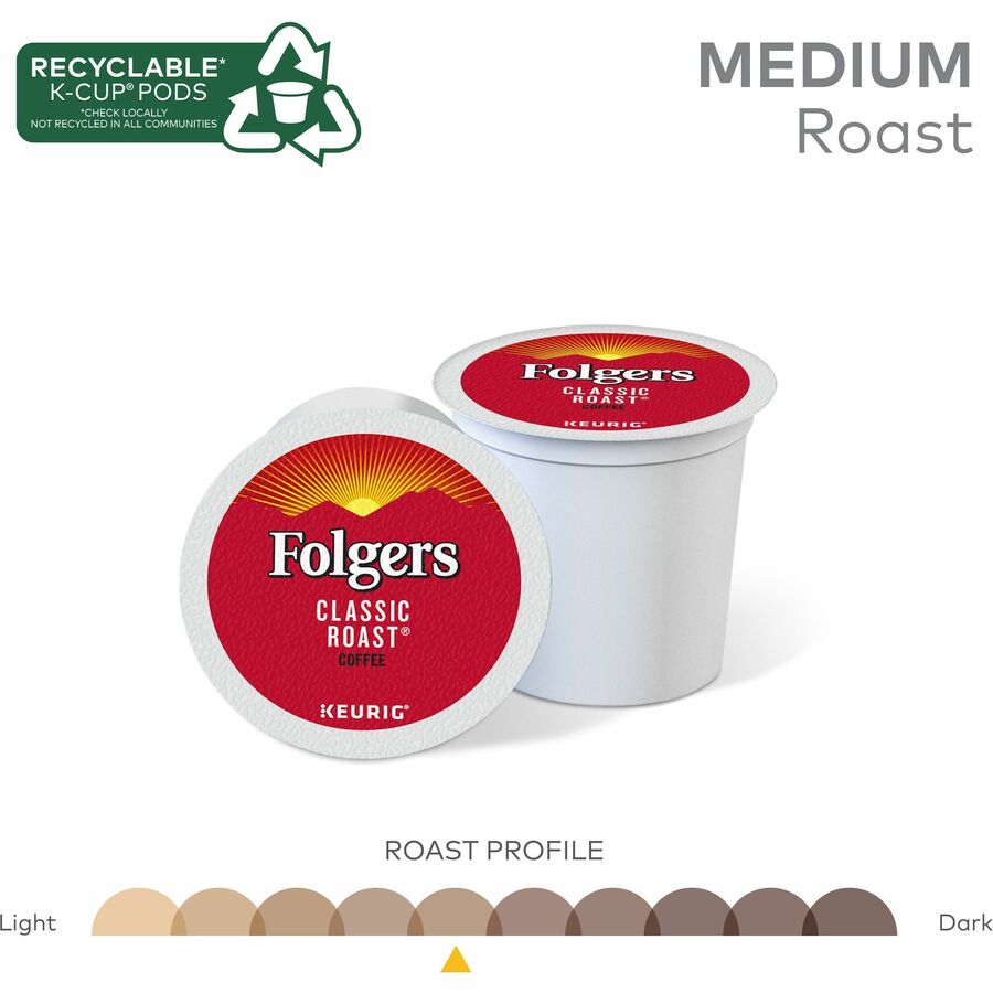 Folger K-Cup Classic Roast Coffee - Compatible with Keurig K-Cup Brewer - American - Medium - 24 K-Cup - K-Cup - Classic Roast - Kosher - 24 / Box