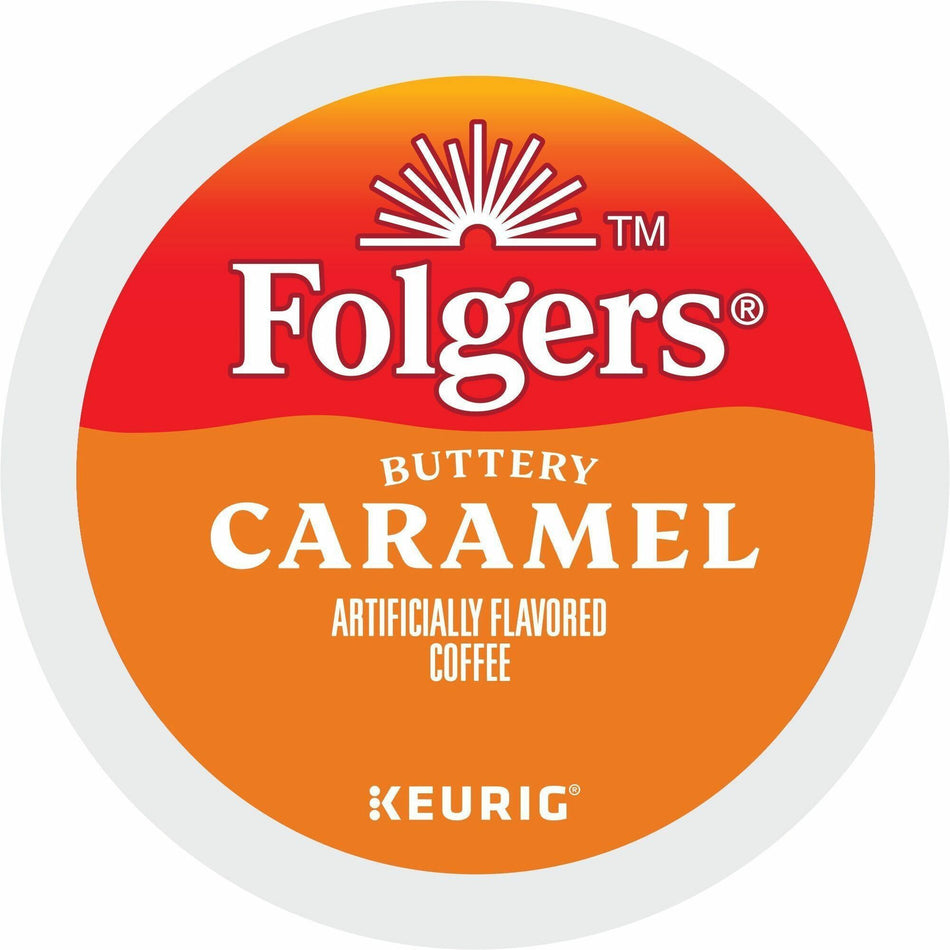Folgers® K-Cup Buttery Caramel Coffee - Compatible with Keurig K-Cup Brewer - Medium - 24 K-Cup - K-Cup - Buttery Caramel, Caramel, Arabica - Kosher - 24 / Box