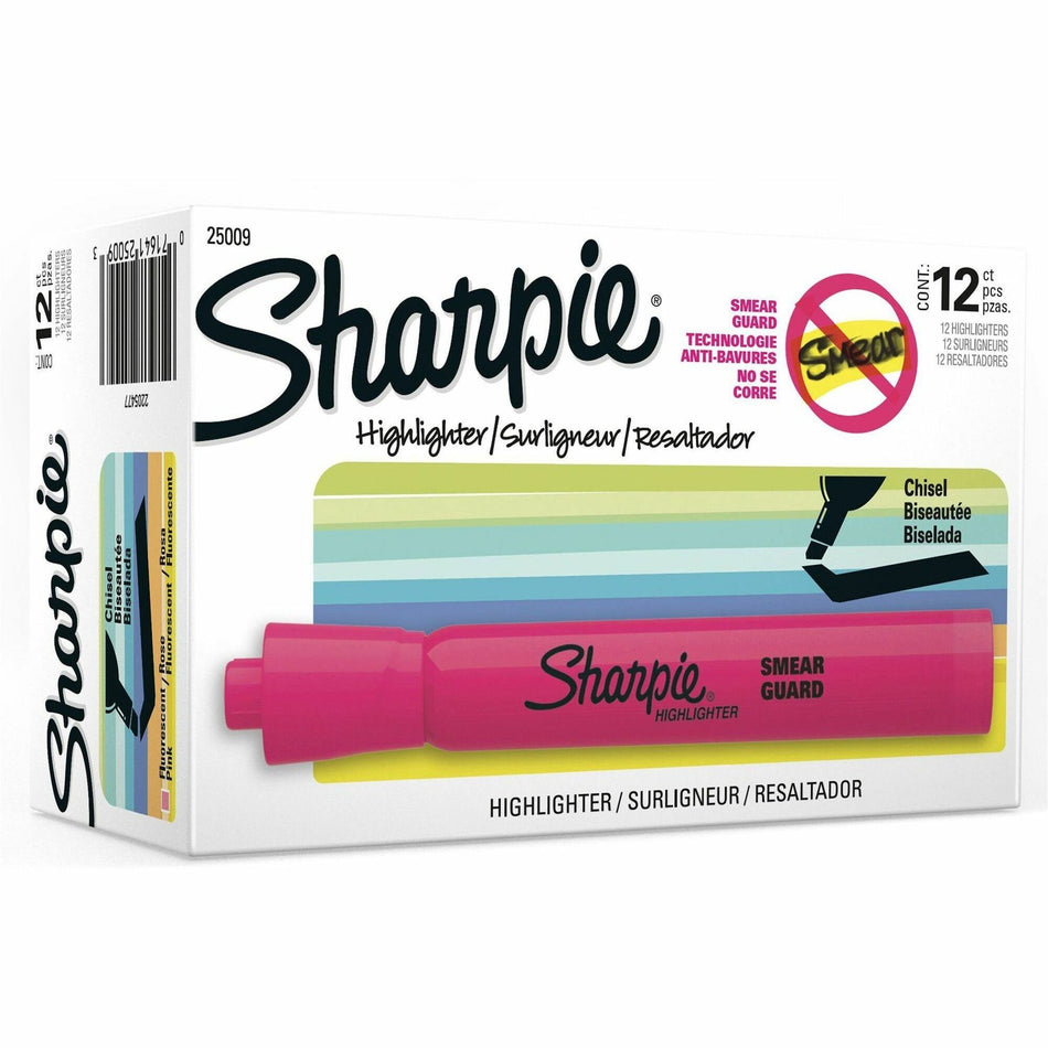Sharpie Highlighter - Chisel Marker Point - Pink Ink - 1 Dozen
