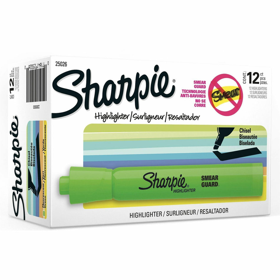 Sharpie Highlighter - Chisel Marker Point - Forest Green Ink - 1 Dozen