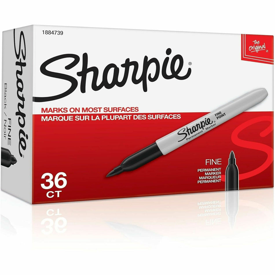 Sharpie Permanent Marker - 0.7 mm Fine Bullet, Bold Marker Point - Black Ink - Black Barrel - 36 / Pack