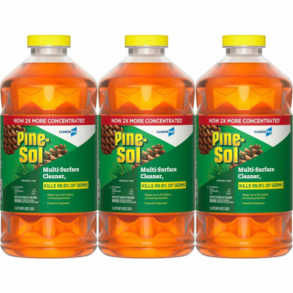 CloroxPro Pine-Sol® Multi-Surface Cleaner - For Multi Surface - Concentrate - Liquid - 80 fl oz (2.5 quart) - Original Pine Scent - Deodorize, Disinfectant, Dilutable - Yellow - 3 / Carton