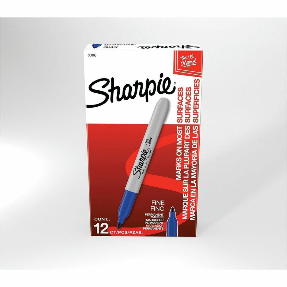 Sharpie Permanent Marker - Bold, Fine Marker Point - Blue Ink - 1 Dozen