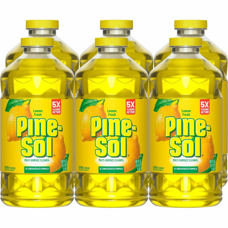 Pine-Sol Multi-Surface Cleaner - For Multi Surface - Concentrate - Liquid - 80 fl oz (2.5 quart) - Lemon Fresh Scent - Deodorize, Disinfectant, Dilutable - Yellow - 6 / Carton