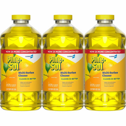 CloroxPro Pine-Sol® Multi-Surface Cleaner - For Multi Surface - Concentrate - Liquid - 80 fl oz (2.5 quart) - Lemon Fresh Scent - Deodorize, Disinfectant, Dilutable - Yellow - 3 / Carton
